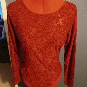 Bentley Red Rose print Bodysuit Top Size L